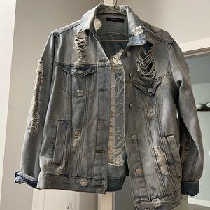 Oversized Ripped Jean Jacket / Size Small
